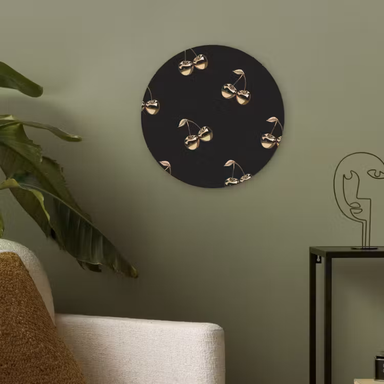 Patroon - Kersen - Goud - Chrome Akoestische PET Vilt - Rond klein -sfeer2