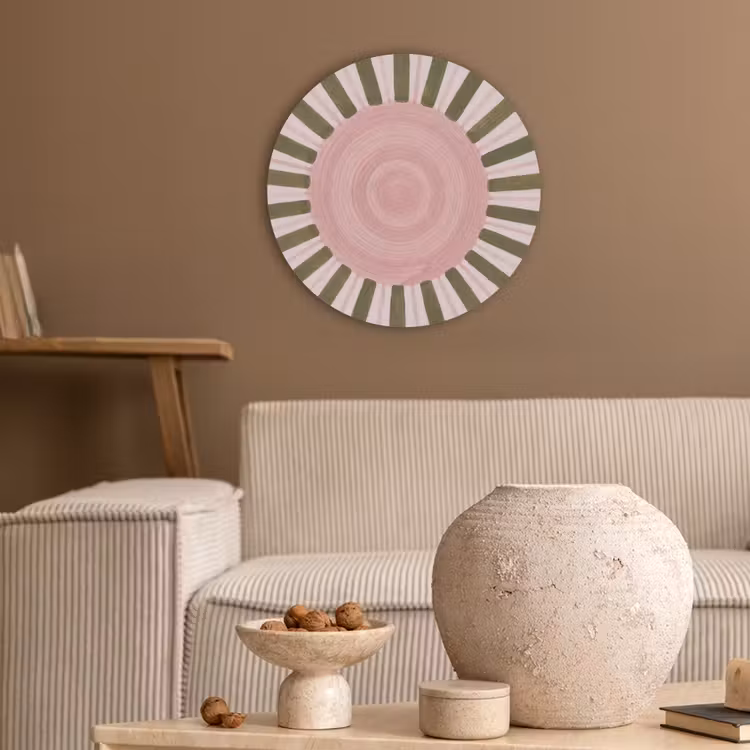 Patroon - Cirkel - Stralen - Abstract - Roze Akoestische PET Vilt - Rond klein -sfeer1