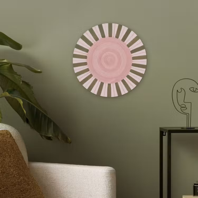 Patroon - Cirkel - Stralen - Abstract - Roze Akoestische PET Vilt - Rond klein -sfeer2