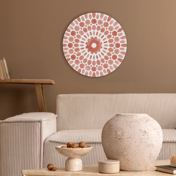 Patroon - Cirkels - Abstract - Modern - Rood Akoestische PET Vilt - Rond klein -sfeer1