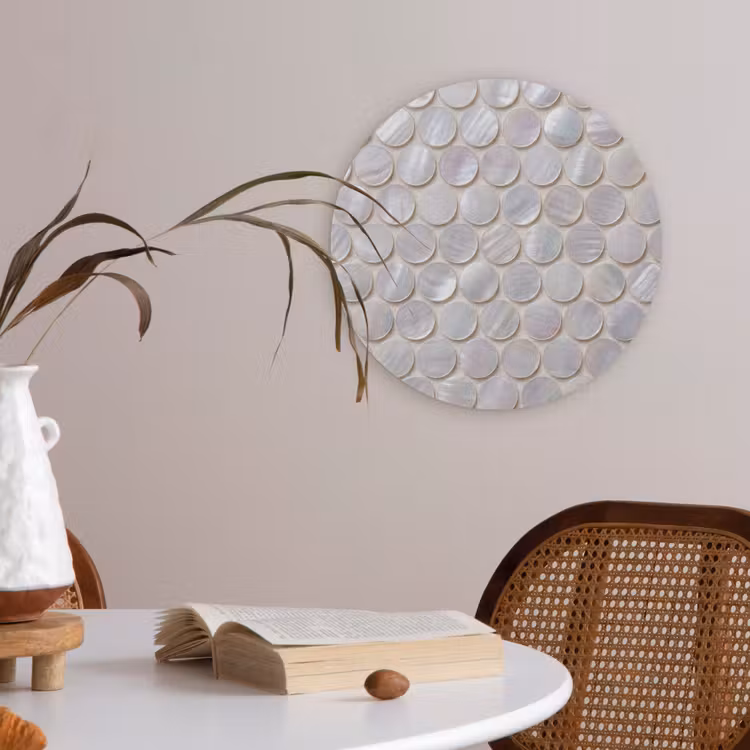 Patroon - Cirkels - Abstract - Modern - Wit Akoestische PET Vilt - Rond klein -sfeer3