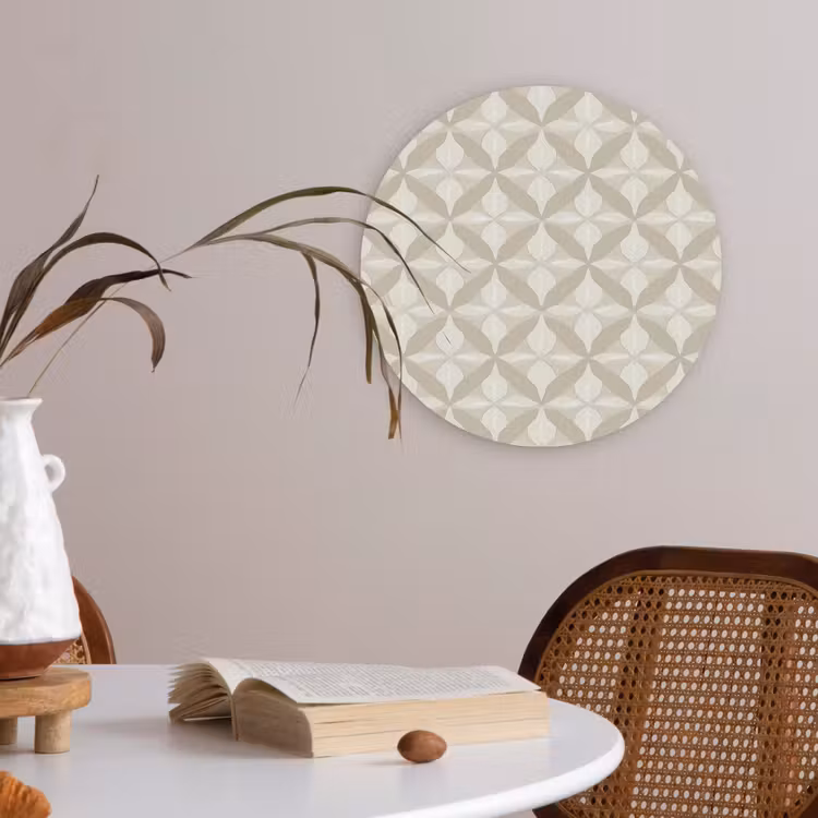 Patroon - Klassiek - Beige Akoestische PET Vilt - Rond klein 838 -sfeer3