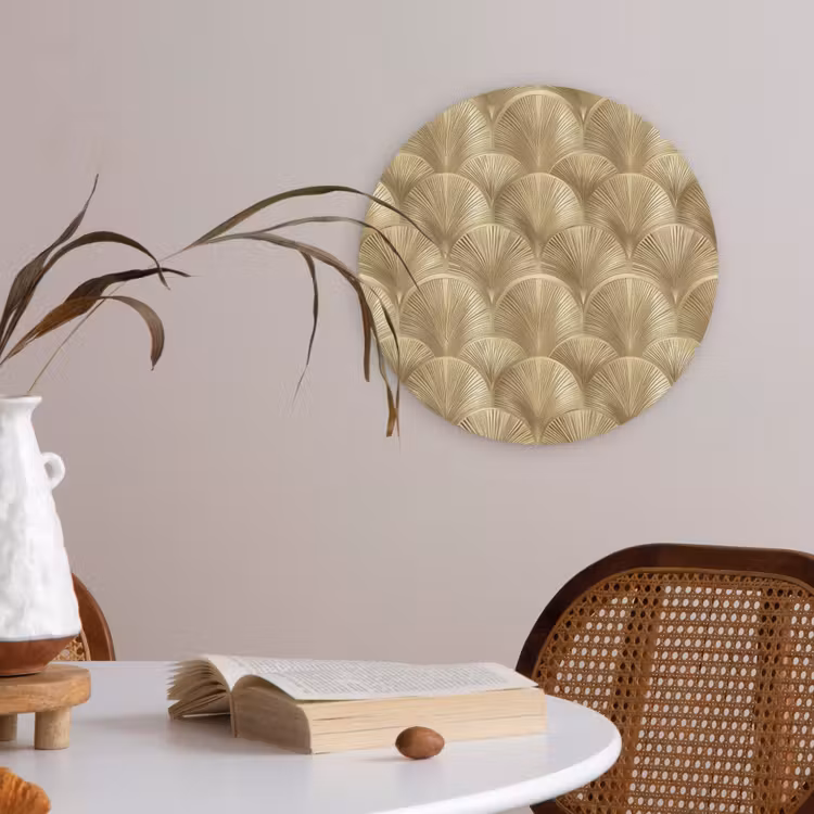 Patroon - Waaier -  Goud Akoestische PET Vilt - Rond klein 838 -sfeer3