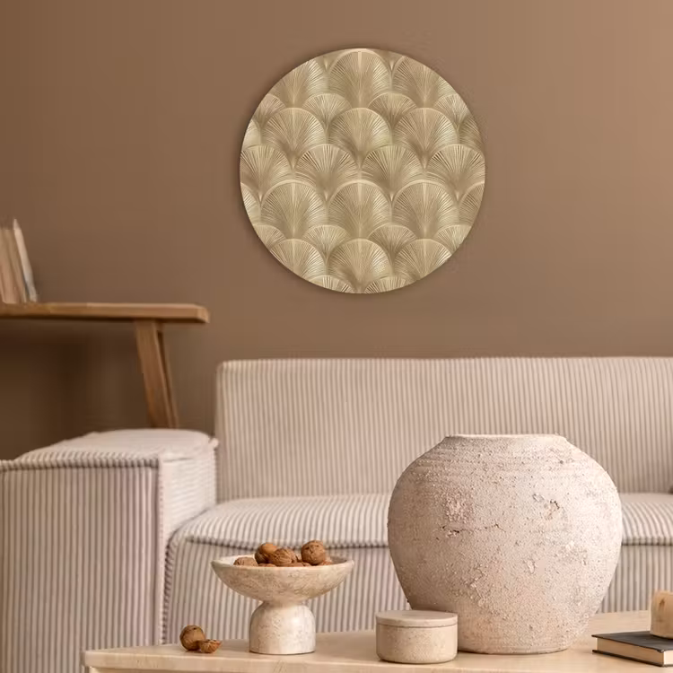 Patroon - Waaier -  Goud Akoestische PET Vilt - Rond klein 838 -sfeer1