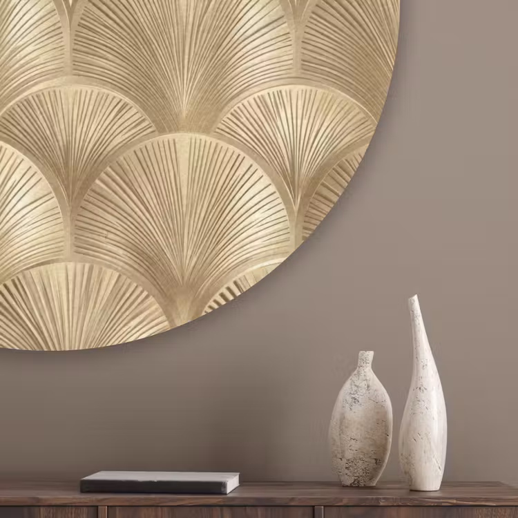 Patroon - Waaier -  Goud Akoestische PET Vilt - Rond klein 838 -sfeer5_closeup