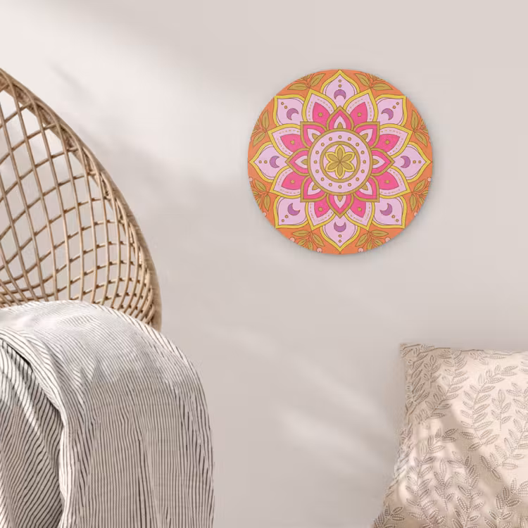 Patroon - Bloemmotief - Decoratie - Abstract - Roze Akoestische PET Vilt - Rond klein -sfeer4