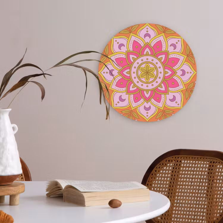 Patroon - Bloemmotief - Decoratie - Abstract - Roze Akoestische PET Vilt - Rond klein -sfeer3