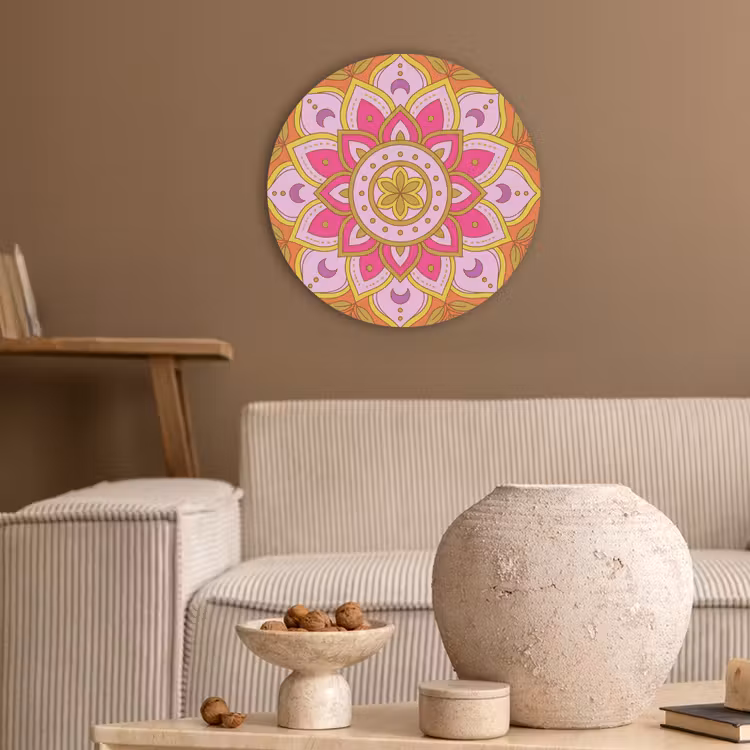 Patroon - Bloemmotief - Decoratie - Abstract - Roze Akoestische PET Vilt - Rond klein -sfeer1