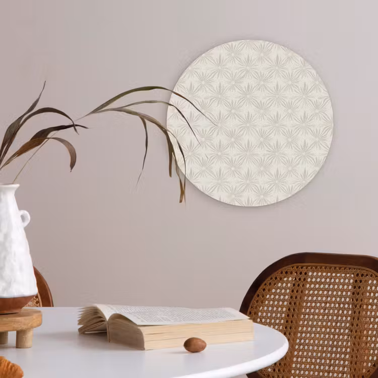 Patroon - Bloemen - Beige Akoestische PET Vilt - Rond klein 838 -sfeer3