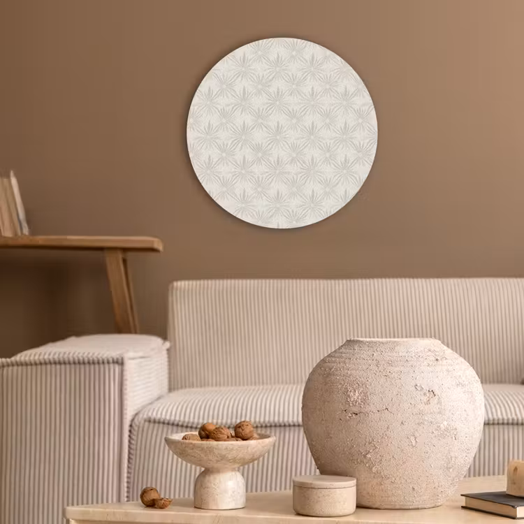 Patroon - Bloemen - Beige Akoestische PET Vilt - Rond klein 838 -sfeer1