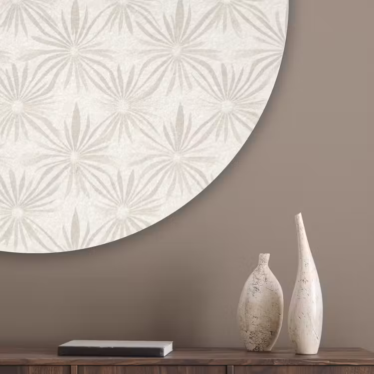 Patroon - Bloemen - Beige Akoestische PET Vilt - Rond klein 838 -sfeer5_closeup