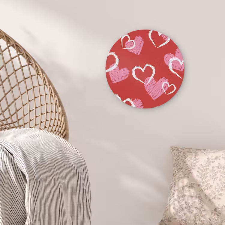 Patroon - Hartjes - Roze - Valentijn Akoestische PET Vilt - Rond klein -sfeer4