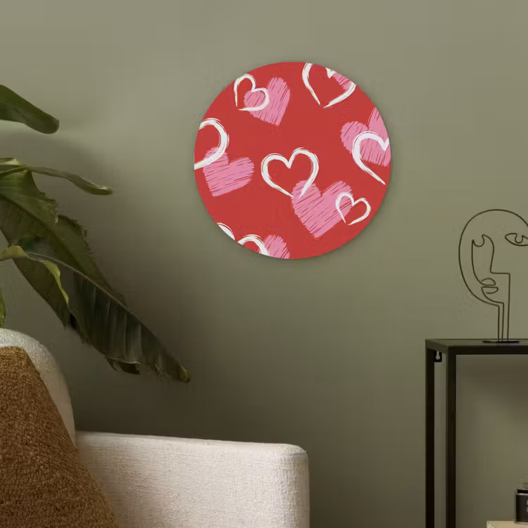 Patroon - Hartjes - Roze - Valentijn Akoestische PET Vilt - Rond klein -sfeer2