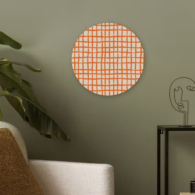 Patroon - Lijnen - Oranje Akoestische PET Vilt - Rond klein 838 -sfeer2