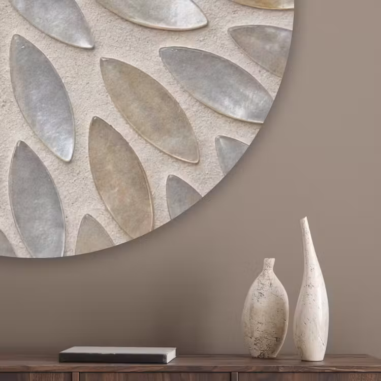 Patroon - Ovaal - Glanzend - Abstract - Beige Akoestische PET Vilt - Rond klein -sfeer5_closeup