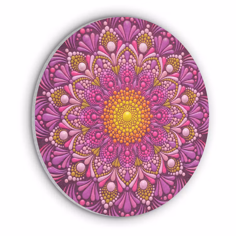 Patroon - Stippen - Abstract - Kleurrijk Akoestische PET Vilt - Rond klein -3d