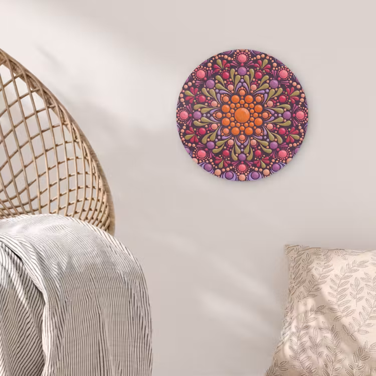 Patroon - Stippen - Abstract - Modern - Kleurrijk Akoestische PET Vilt - Rond klein -sfeer4