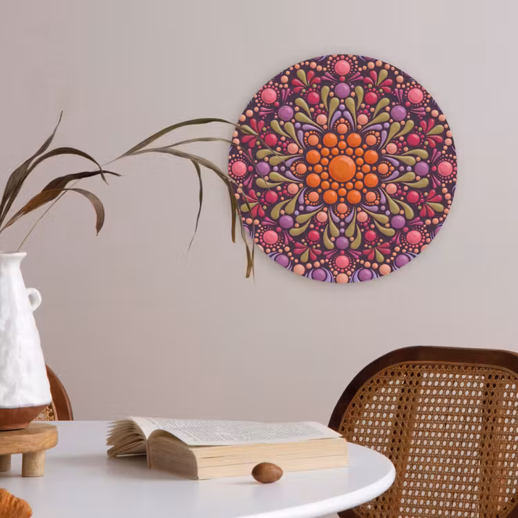 Patroon - Stippen - Abstract - Modern - Kleurrijk Akoestische PET Vilt - Rond klein -sfeer3