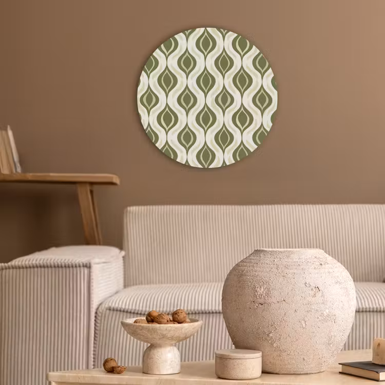 Patroon - Retro - Groen Akoestische PET Vilt - Rond klein 838 -sfeer1