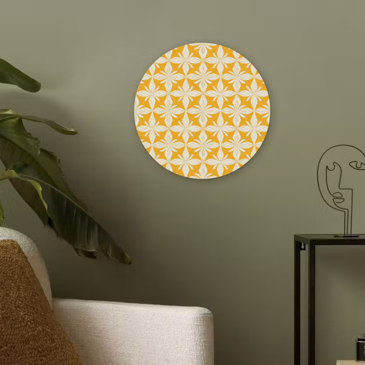Patroon - Retro - Geel Akoestische PET Vilt - Rond klein 838 -sfeer2