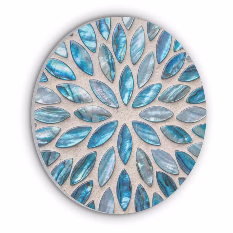Patroon - Glans - Abstract - Blauw - Decoratie Akoestische PET Vilt - Rond klein -3d