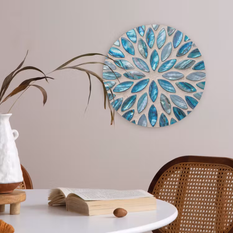 Patroon - Glans - Abstract - Blauw - Decoratie Akoestische PET Vilt - Rond klein -sfeer3