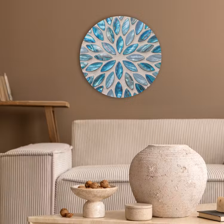 Patroon - Glans - Abstract - Blauw - Decoratie Akoestische PET Vilt - Rond klein -sfeer1