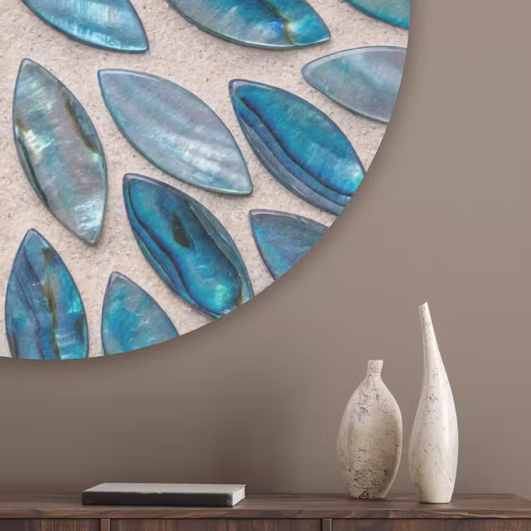 Patroon - Glans - Abstract - Blauw - Decoratie Akoestische PET Vilt - Rond klein -sfeer5_closeup