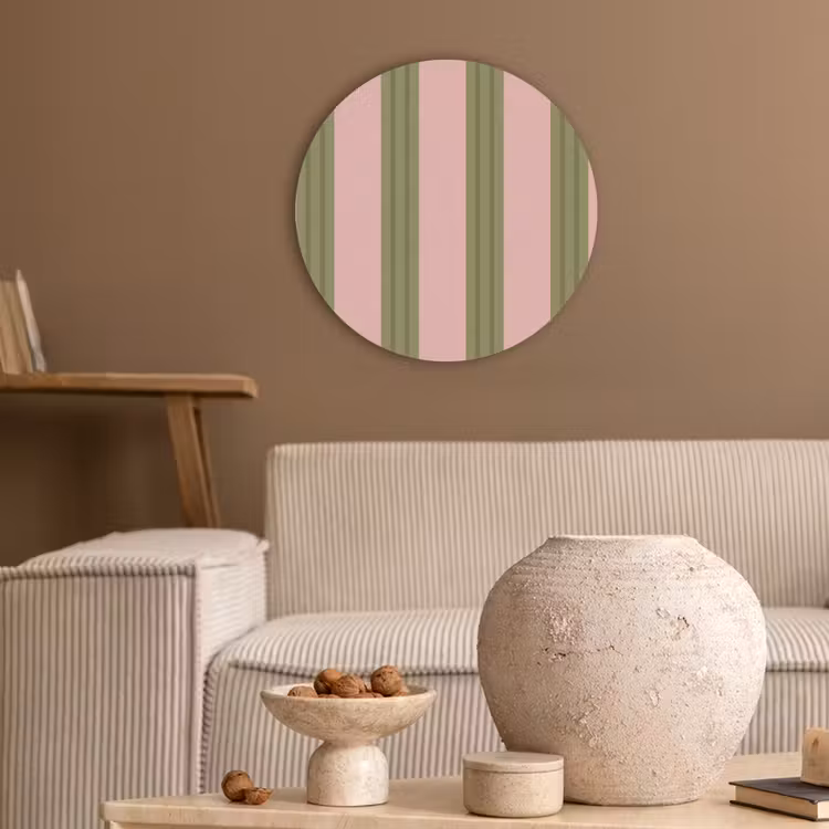 Patroon - Strepen - Abstract - Roze - Groen Akoestische PET Vilt - Rond klein -sfeer1