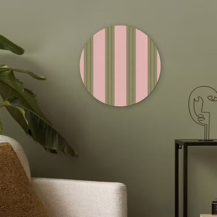 Patroon - Strepen - Abstract - Roze - Groen Akoestische PET Vilt - Rond klein -sfeer2