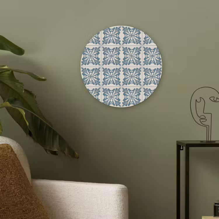Dessin - Tegel - Blauw Akoestische PET Vilt - Rond klein 838 -sfeer2