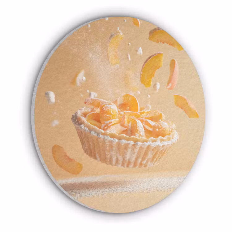 Peach - Eten - Taart - Oranje Akoestische PET Vilt - Rond klein -3d