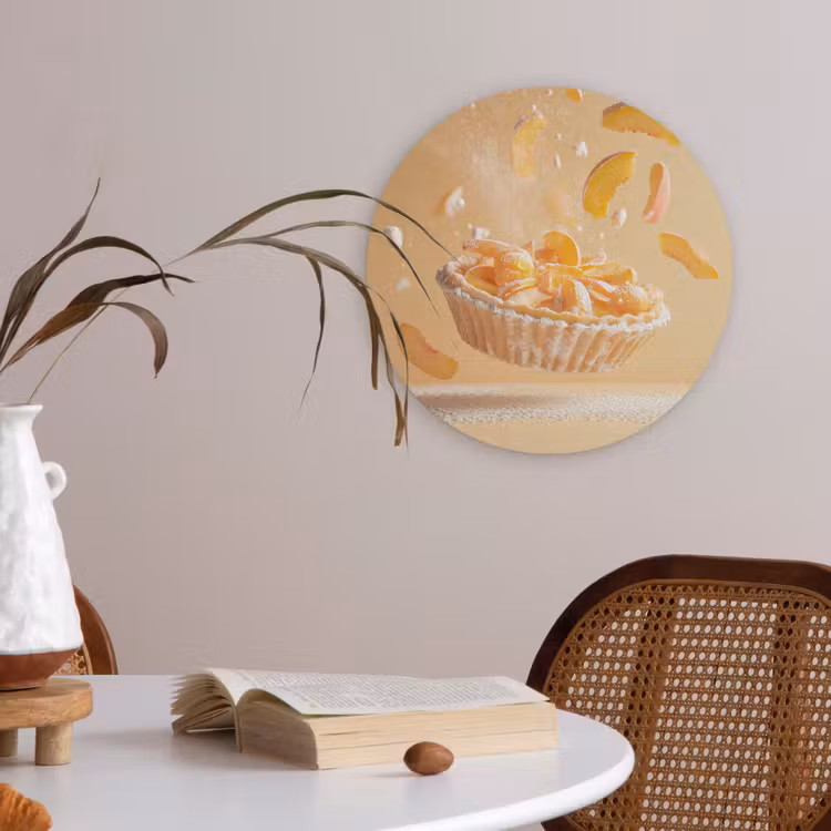 Peach - Eten - Taart - Oranje Akoestische PET Vilt - Rond klein -sfeer3