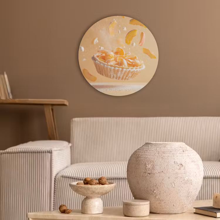 Peach - Eten - Taart - Oranje Akoestische PET Vilt - Rond klein -sfeer1