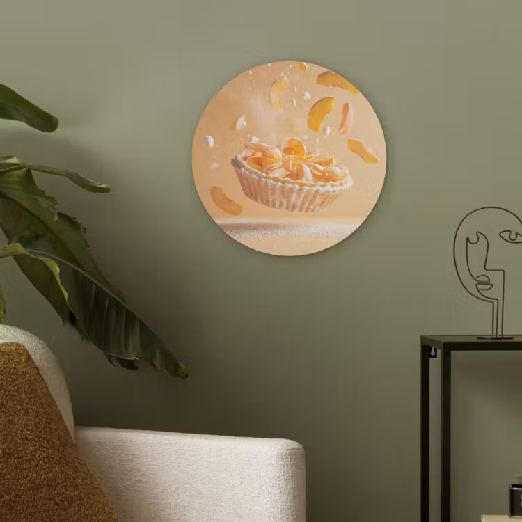 Peach - Eten - Taart - Oranje Akoestische PET Vilt - Rond klein -sfeer2