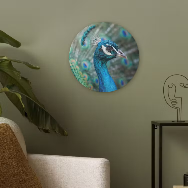 Pauw - Veren - Blauw Akoestische PET Vilt - Rond klein -sfeer2
