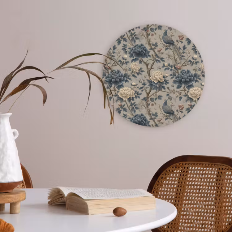 Pauw - Bloemen - Blauw Akoestische PET Vilt - Rond klein 838 -sfeer3