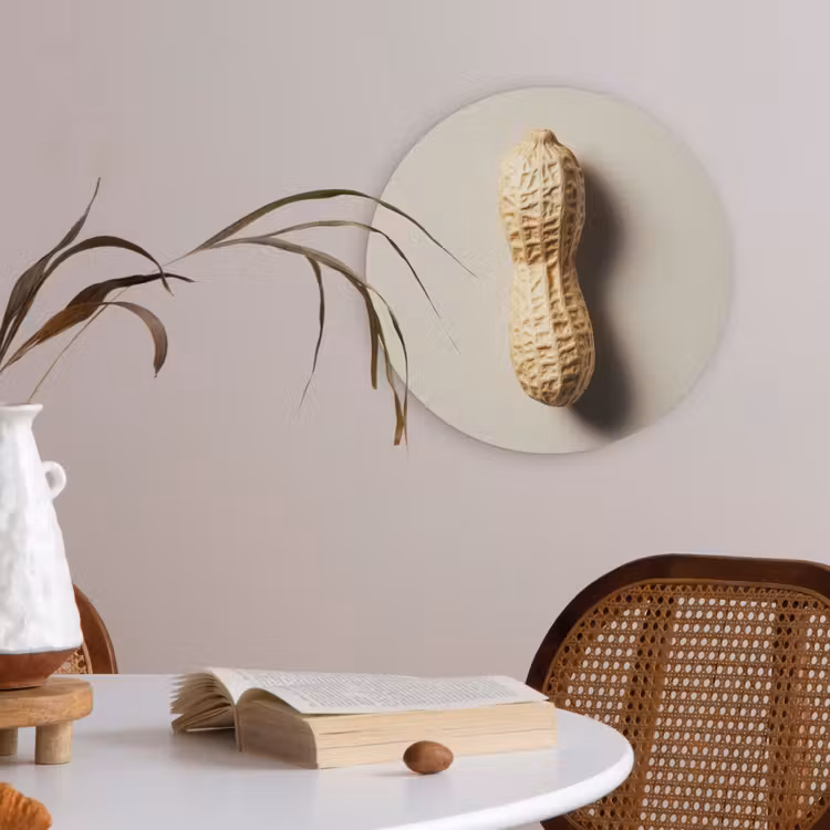 Pinda - Ruw - Beige Akoestische PET Vilt - Rond klein -sfeer3