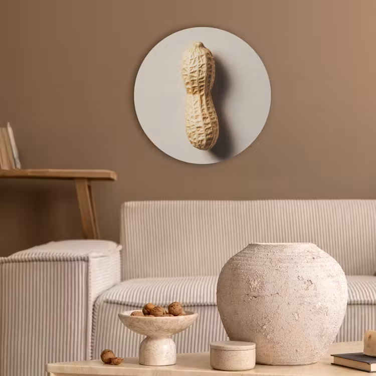 Pinda - Ruw - Beige Akoestische PET Vilt - Rond klein -sfeer1