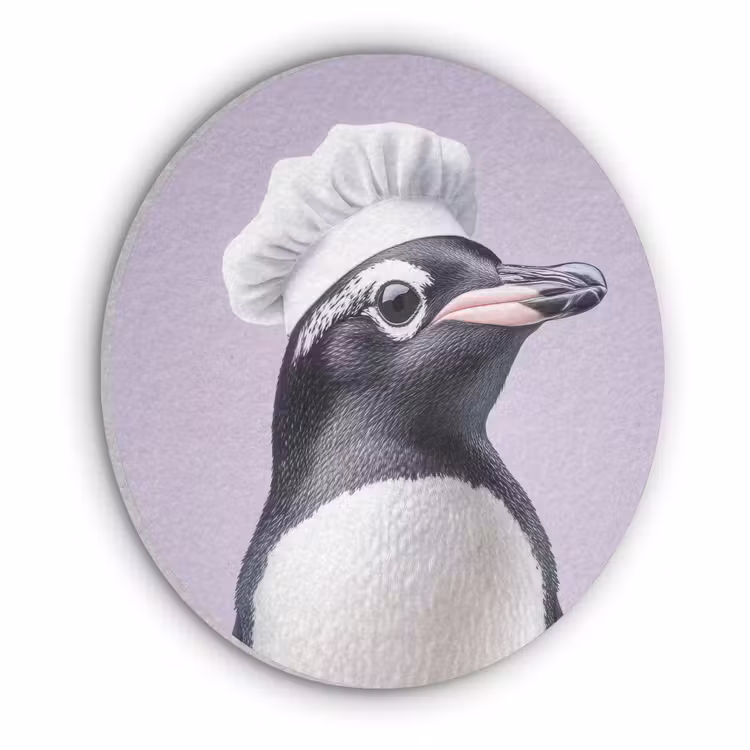 Pinguïn - Koksmuts - Lief - Paars Akoestische PET Vilt - Rond klein -3d