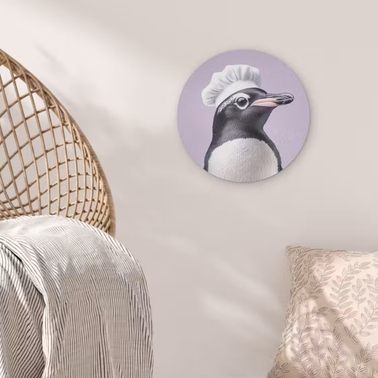 Pinguïn - Koksmuts - Lief - Paars Akoestische PET Vilt - Rond klein -sfeer4
