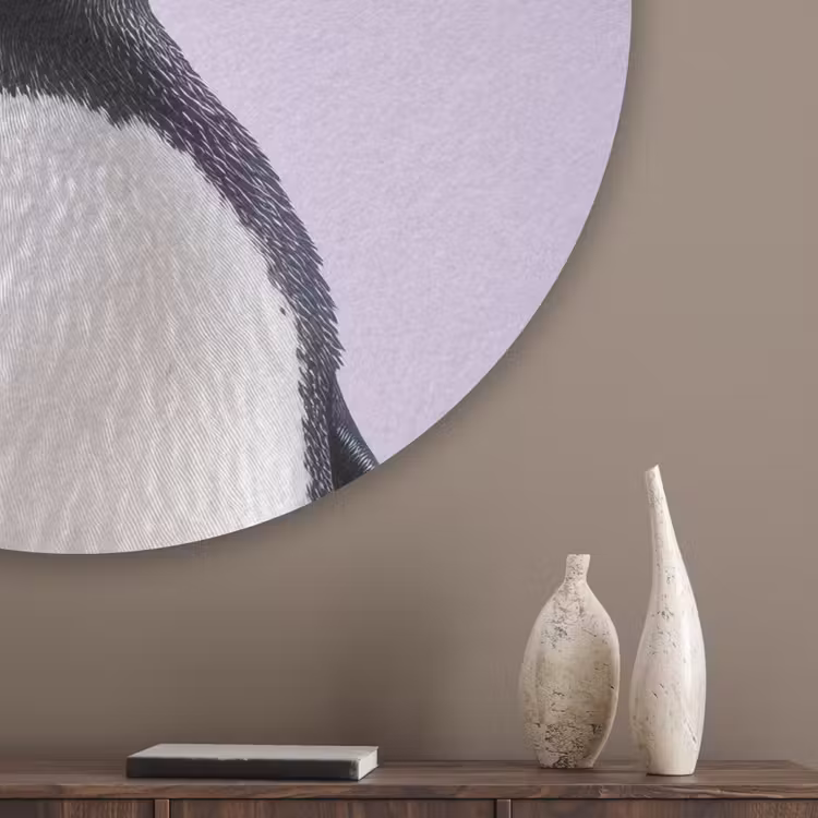 Pinguïn - Koksmuts - Lief - Paars Akoestische PET Vilt - Rond klein -sfeer5_closeup