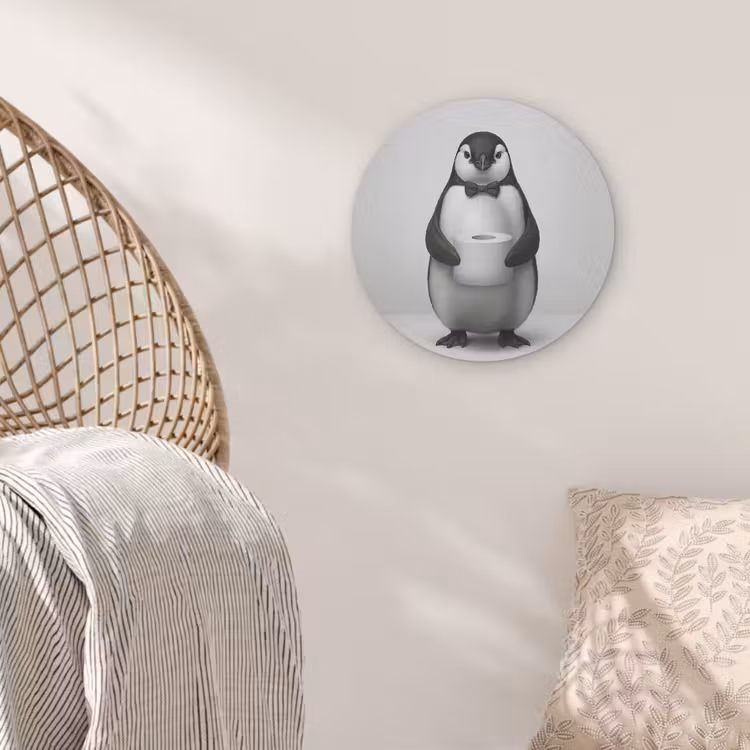 Pinguïn - WC rol - Wit Akoestische PET Vilt - Rond klein -sfeer4