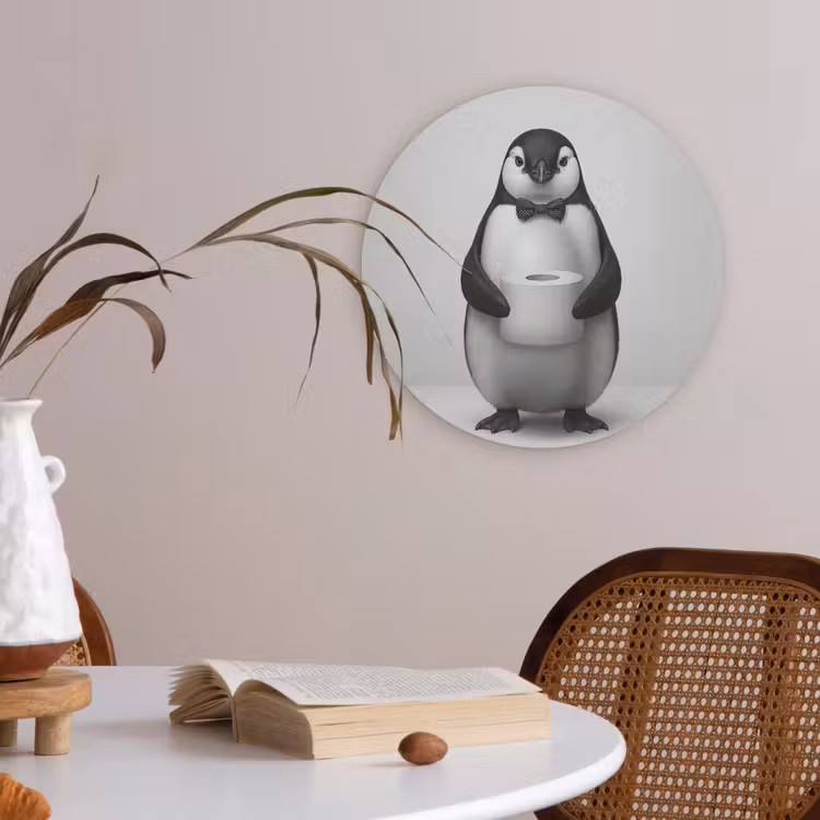 Pinguïn - WC rol - Wit Akoestische PET Vilt - Rond klein -sfeer3