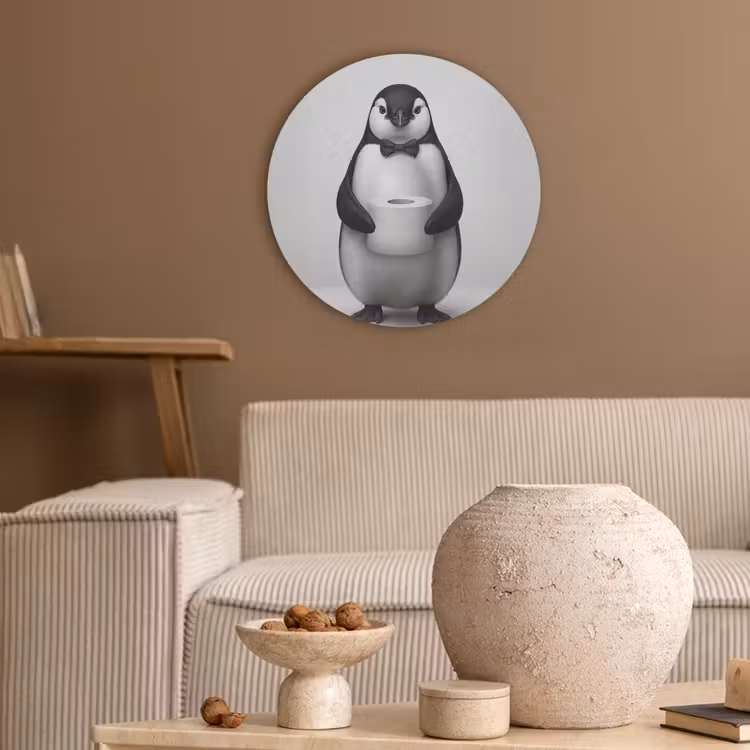 Pinguïn - WC rol - Wit Akoestische PET Vilt - Rond klein -sfeer1