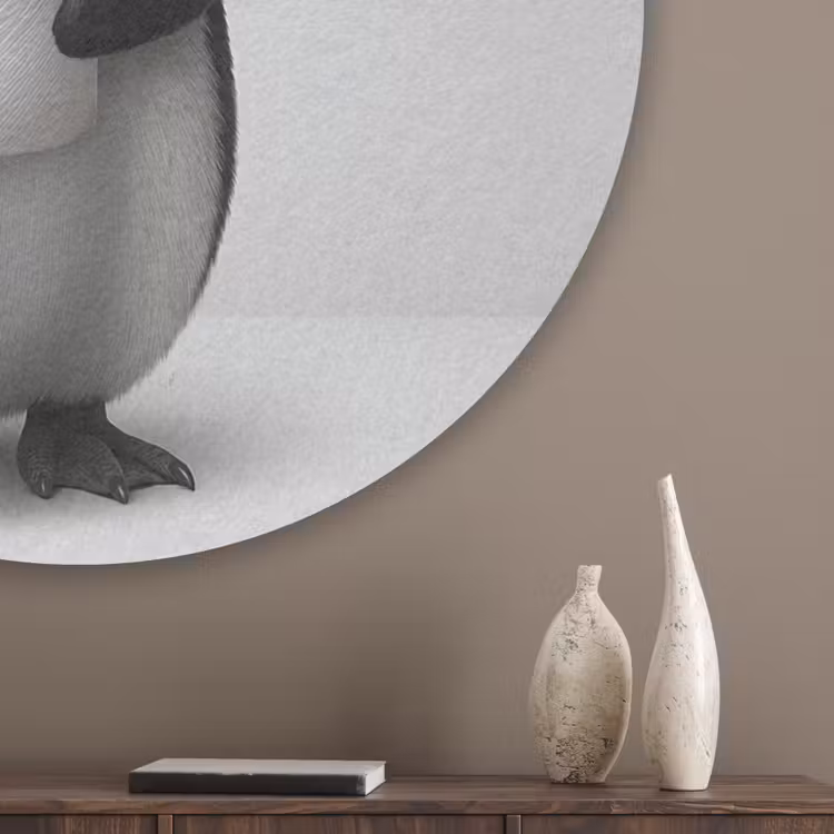 Pinguïn - WC rol - Wit Akoestische PET Vilt - Rond klein -sfeer5_closeup
