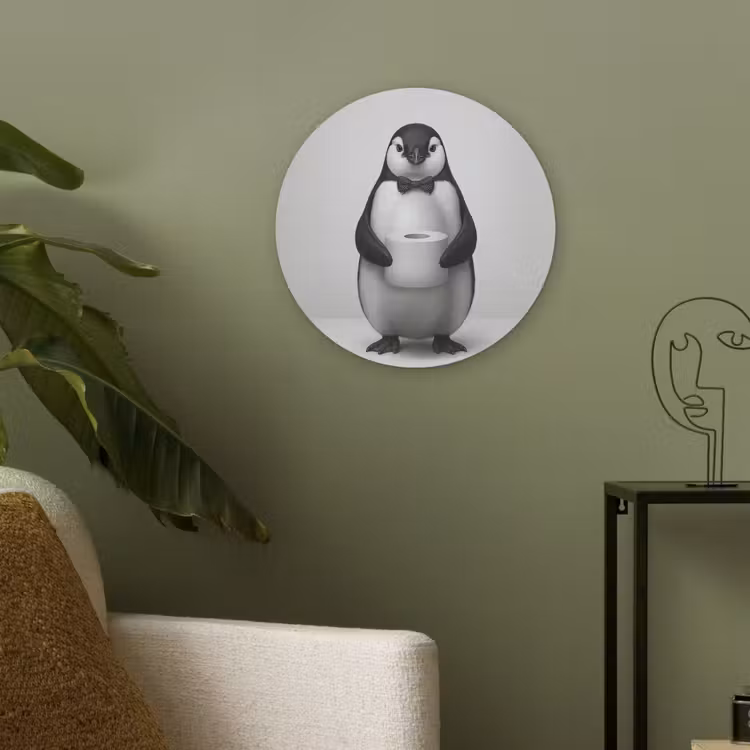 Pinguïn - WC rol - Wit Akoestische PET Vilt - Rond klein -sfeer2