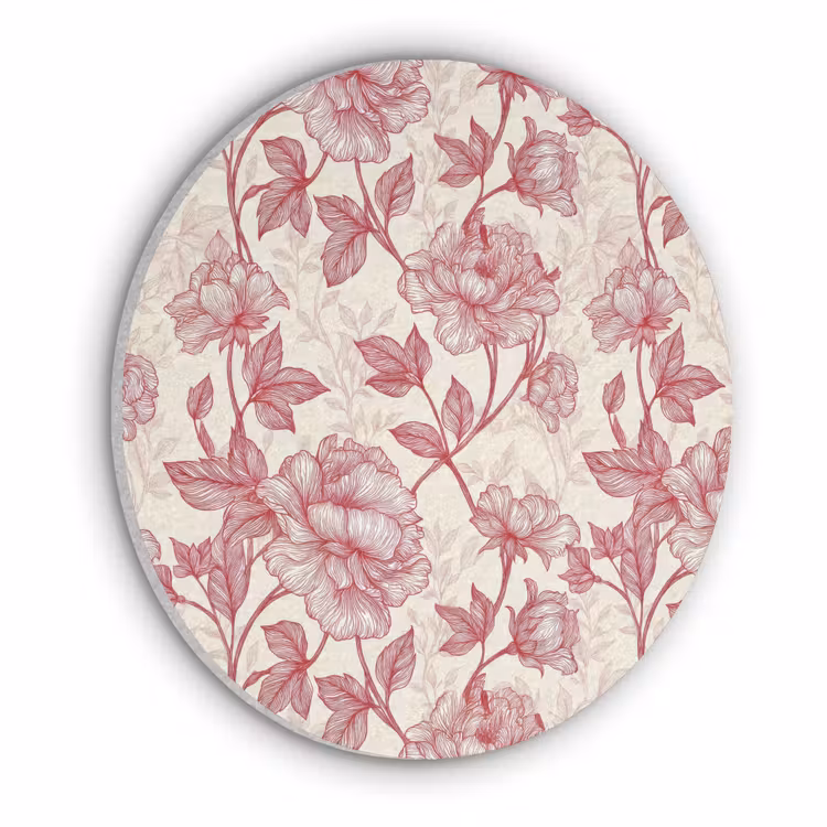 Pioenrozen - Modern - Rood Akoestische PET Vilt - Rond klein 838 -3d