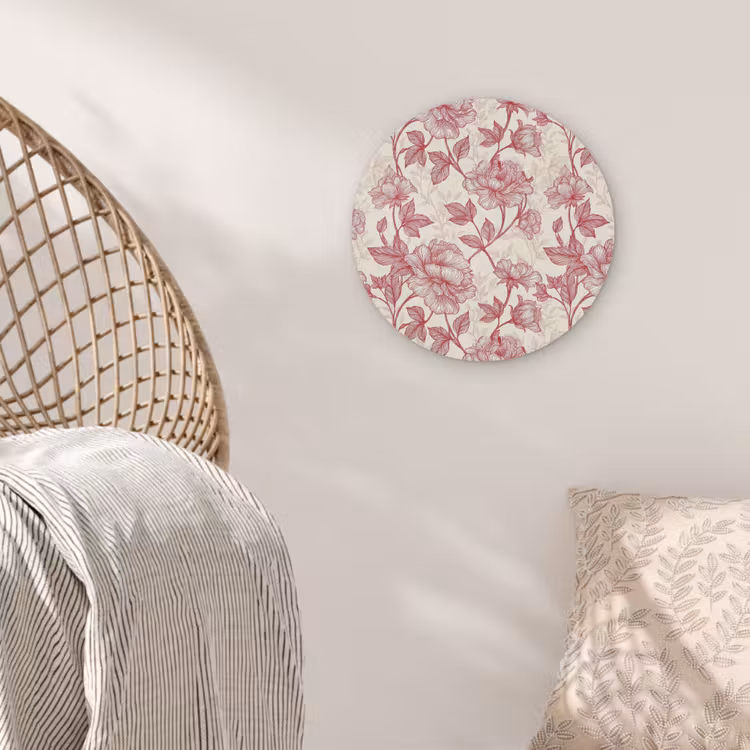 Pioenrozen - Modern - Rood Akoestische PET Vilt - Rond klein 838 -sfeer4