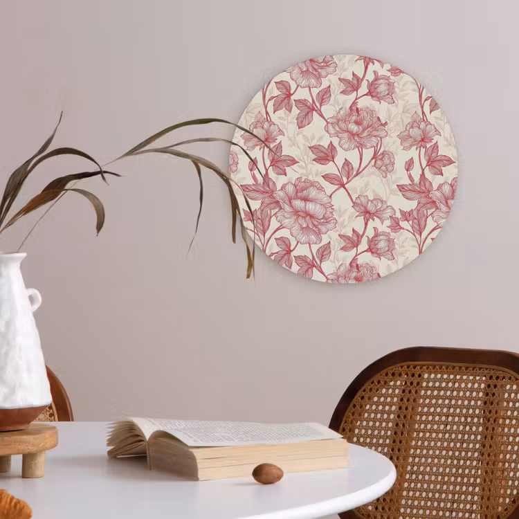 Pioenrozen - Modern - Rood Akoestische PET Vilt - Rond klein 838 -sfeer3